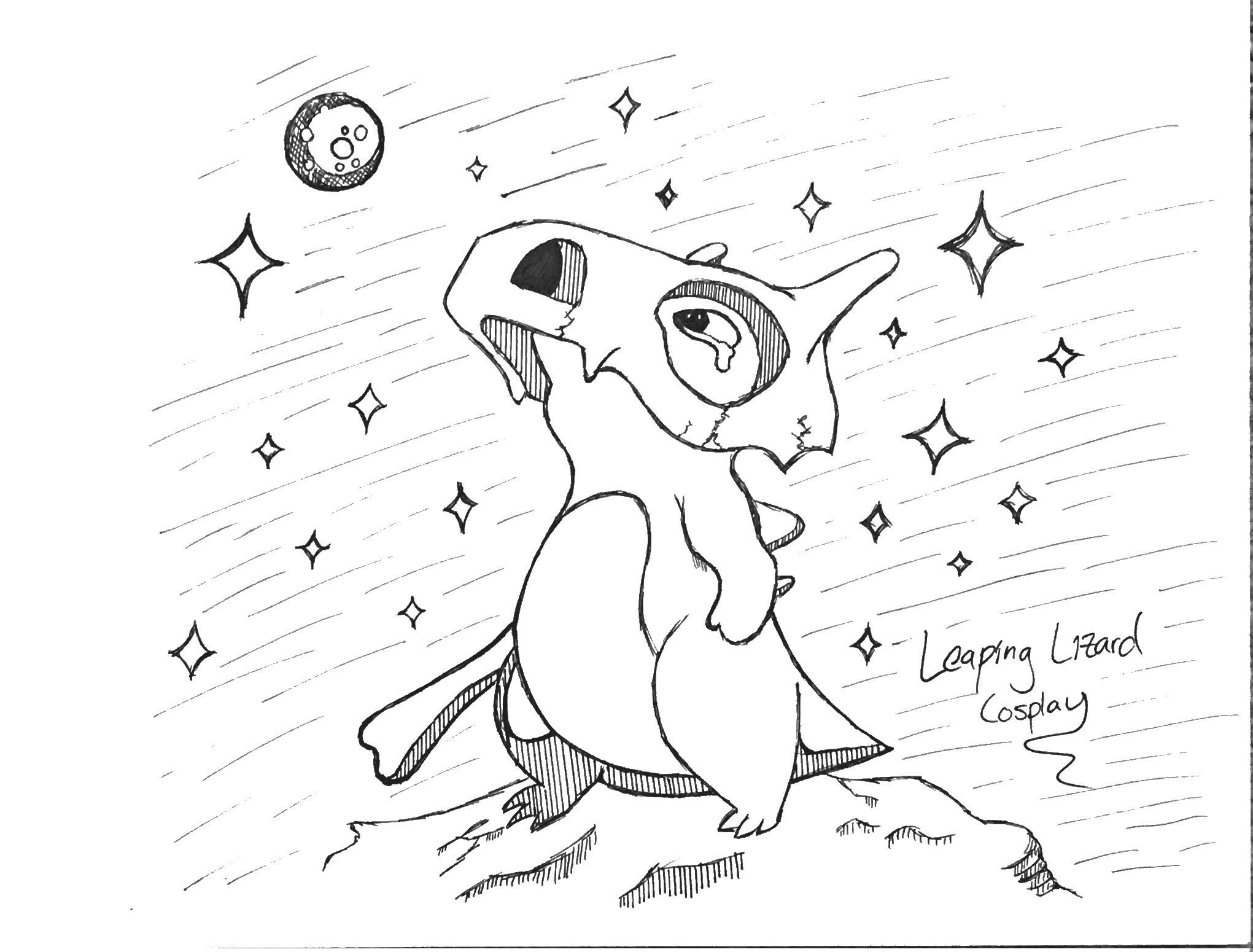 Pokemon cubone line art