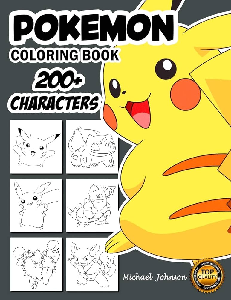 Pokemon coloring book pokemon characters pikachu dragonite charmander eevee squirtle bulbasaur coloring pages coloring book for kids pokemon coloring pages unofficial publication michael johnson arts crafts