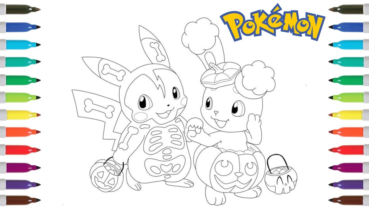 Pokemon halloween coloring page pikachu buneary etikkamadzi