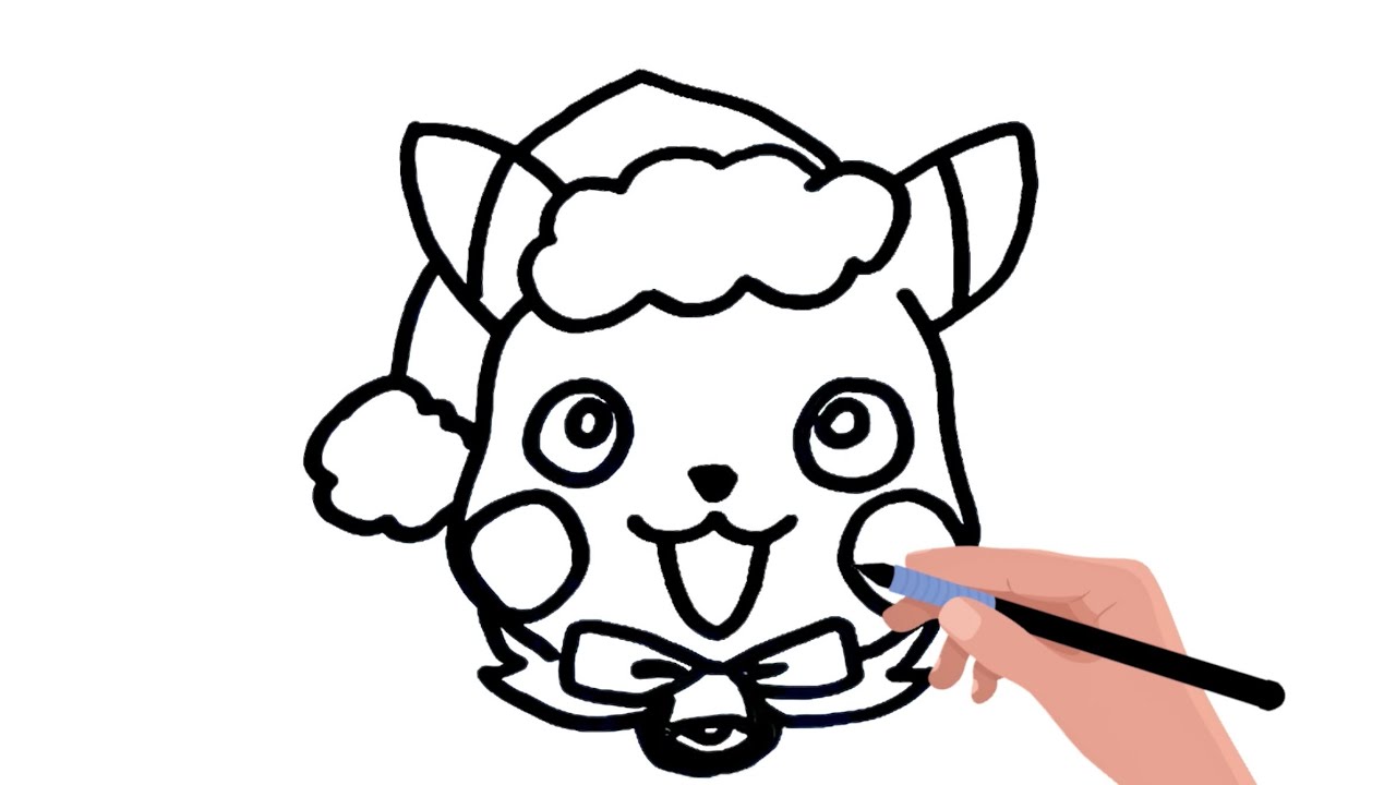 Draw cute christmas pikachu quick and easy for preschooler