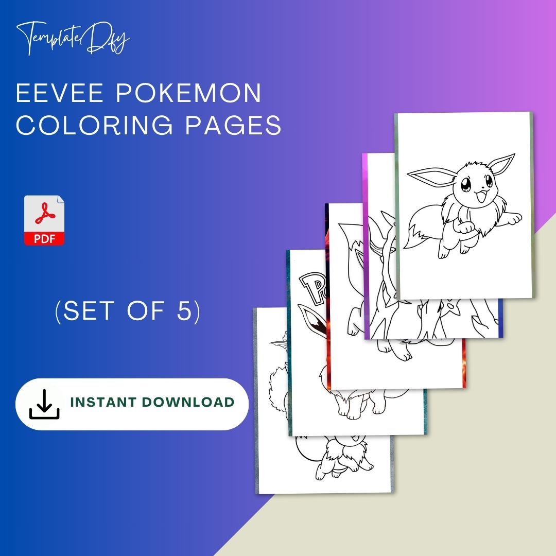 Eevee pokemon coloring pages printable template in pdf â