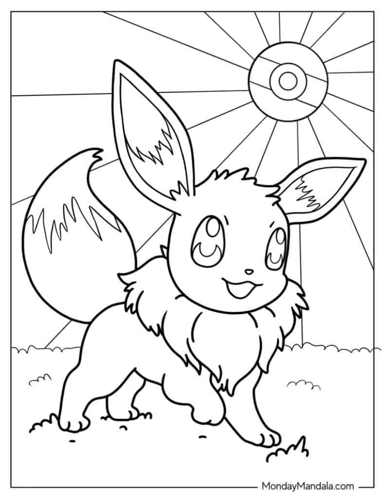 Eevee coloring pages free pdf printables