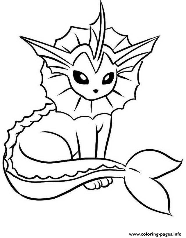 Vaporeon eevee evolutions coloring page printable