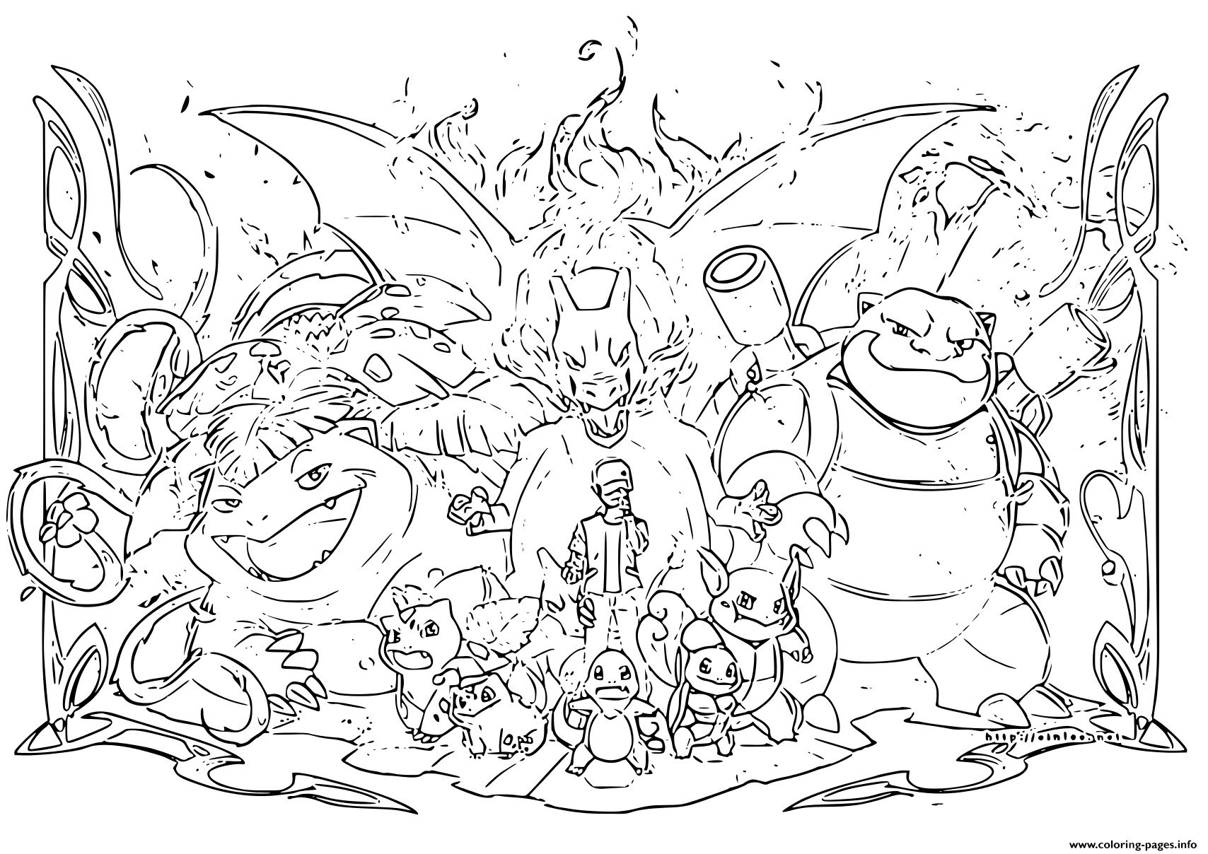 Pokemon evolution coloring page printable