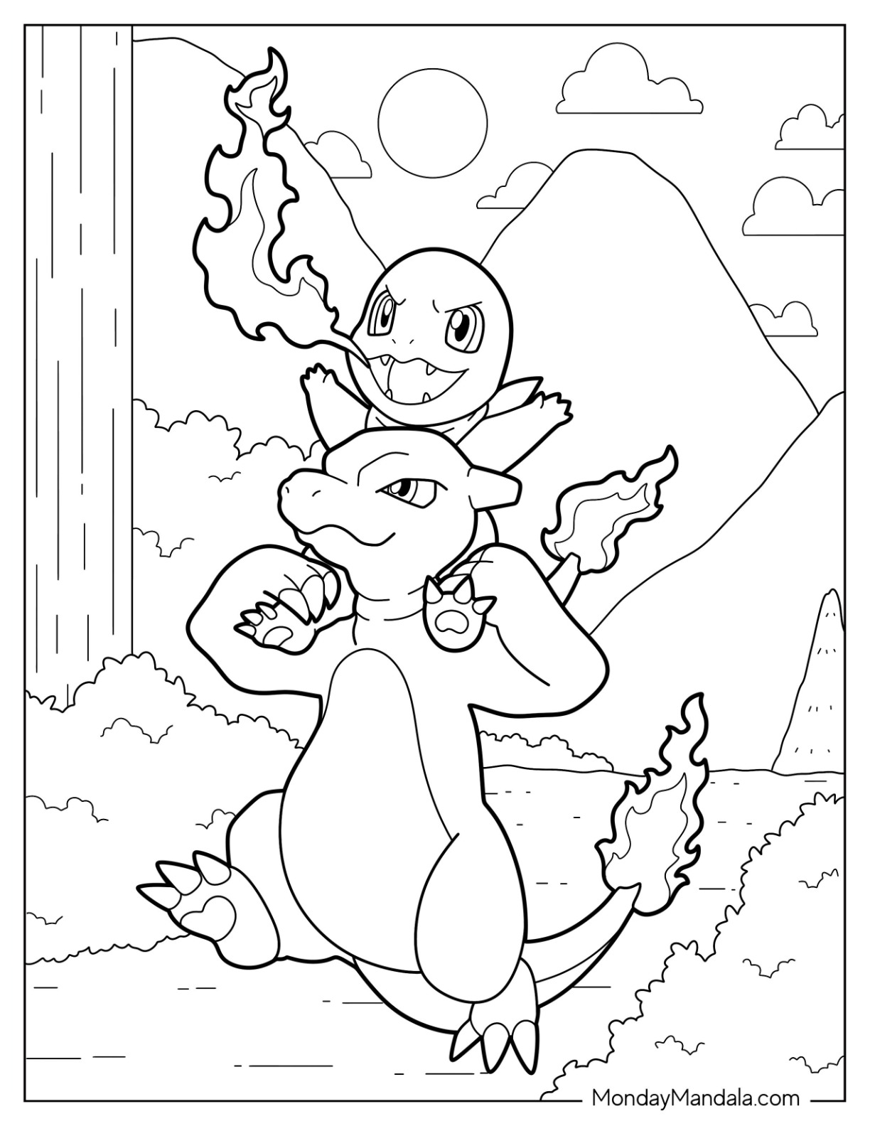 Charmander coloring pages free pdf printables