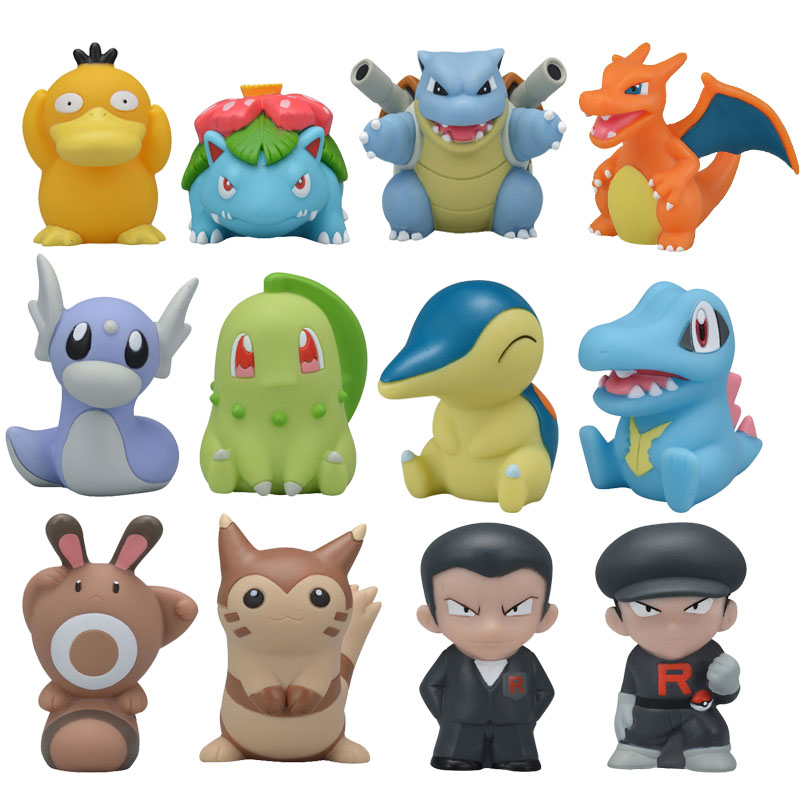 Pokemon anime figures pc finger doll venusaur charizard blastoise chikorita cyndaquil totodile action figure model toys
