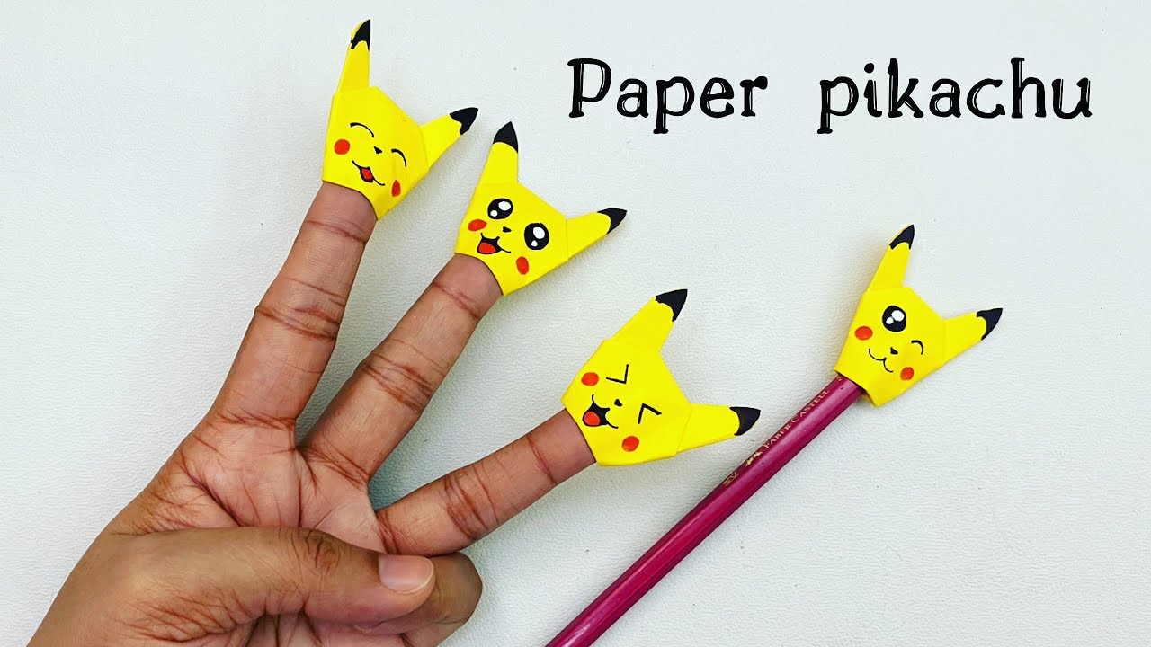 Diy pikachu finger puppet origai pikachu pencil topper origai craft paper craft for school