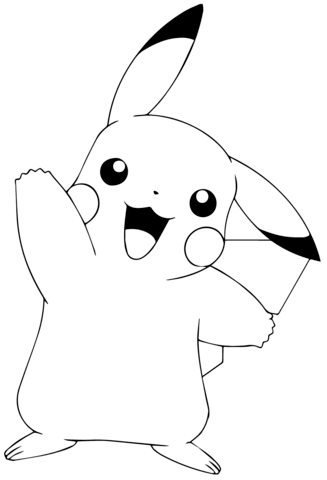 Pokãmon go pikachu waving coloring page free printable coloring pages