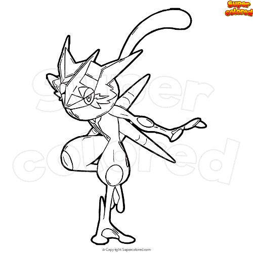 Coloring page pokemon greninja ash
