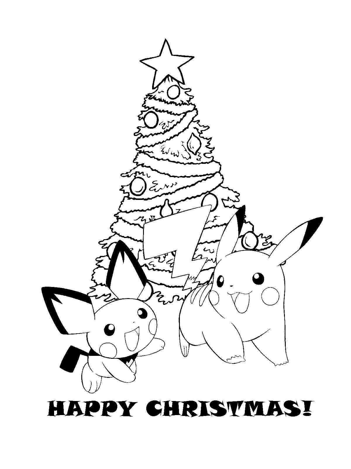 Pokemon christmas coloring page