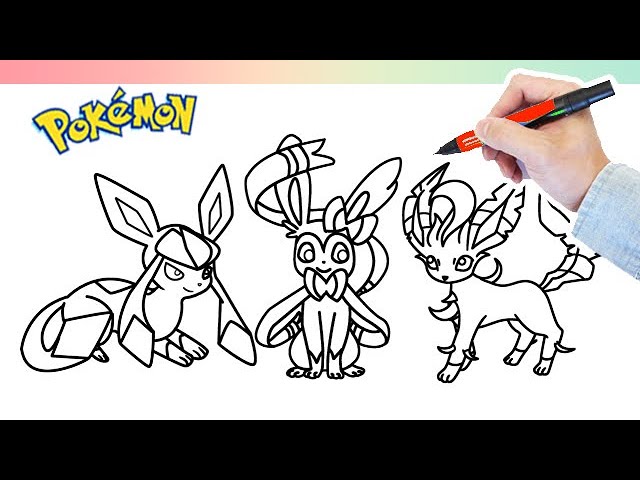 Pokemon speed coloring book pages for kids eevee evolution glaceon espeon and leafeon