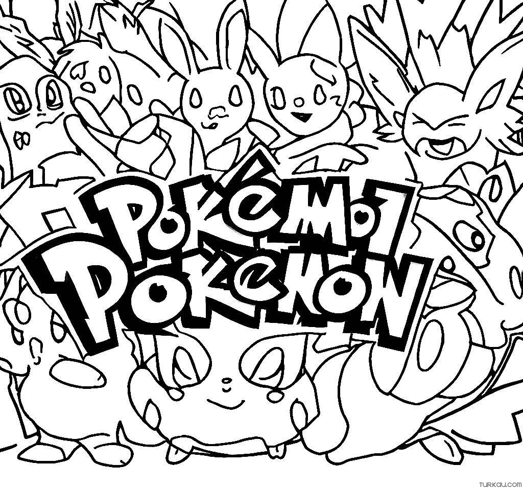 Pokemon text logo coloring page