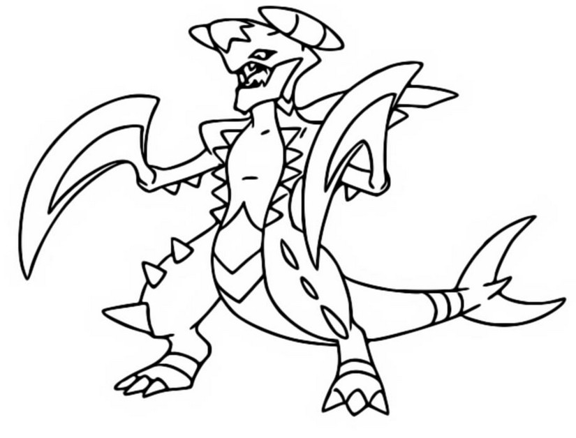 Coloring page mega evolved pokãmon mega garchomp