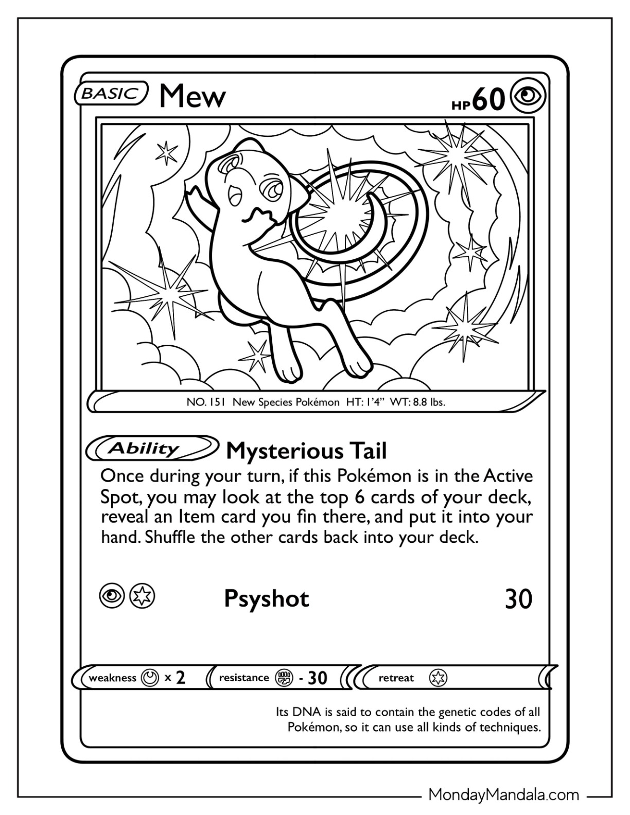 Mew coloring pages free pdf printables