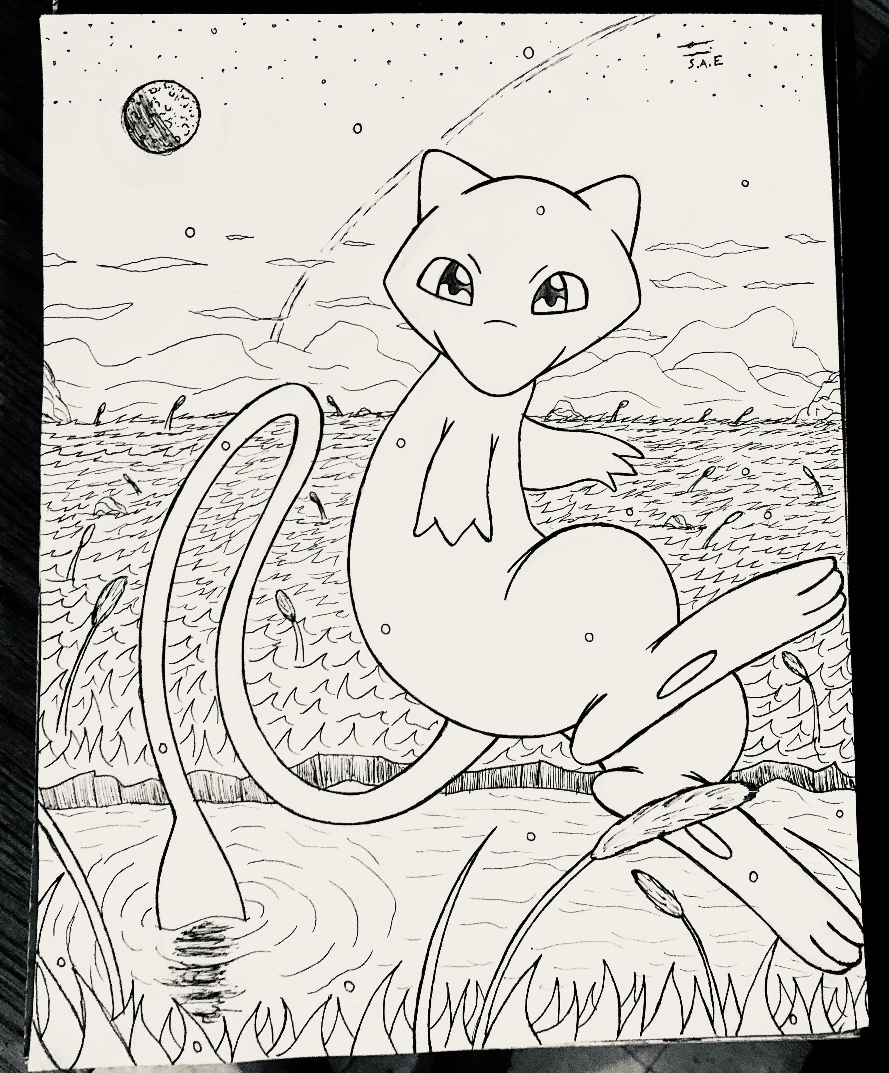 Drawing a shiny mew cant wait to color it rpokemon