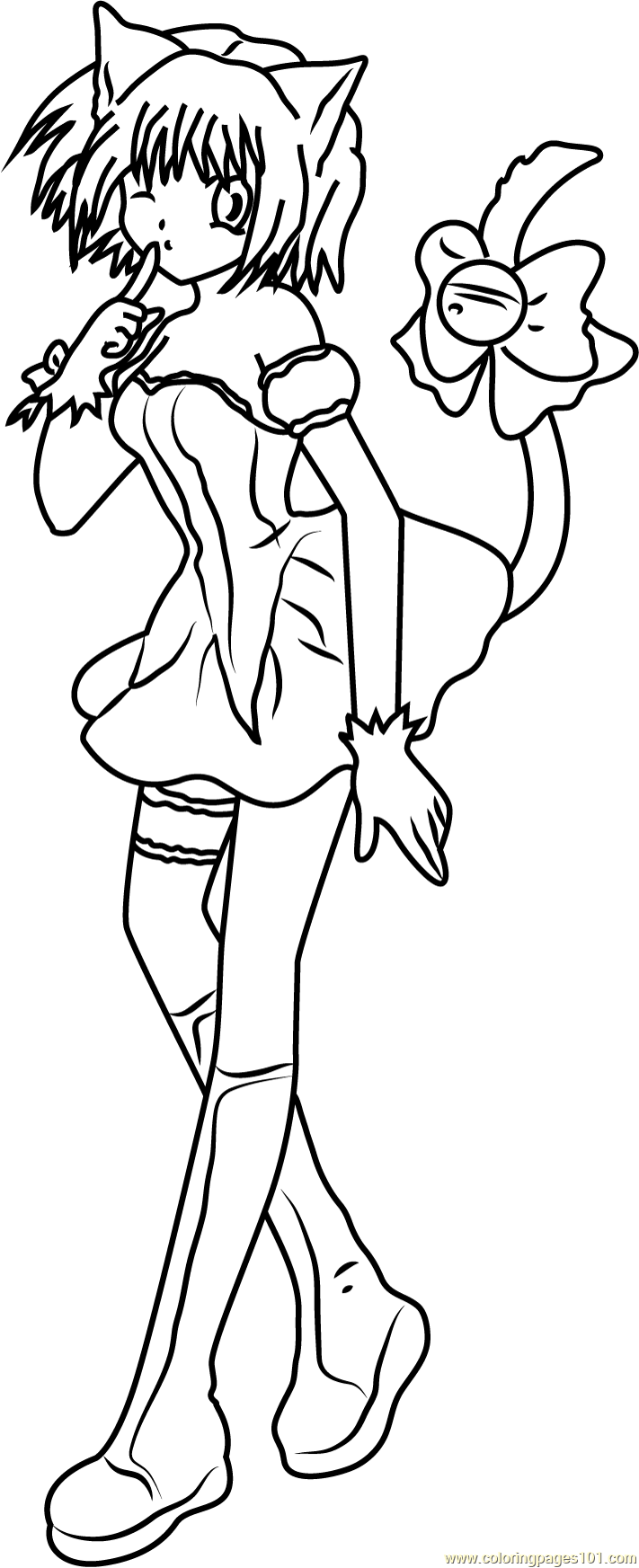 Cute mew mew coloring page for kids