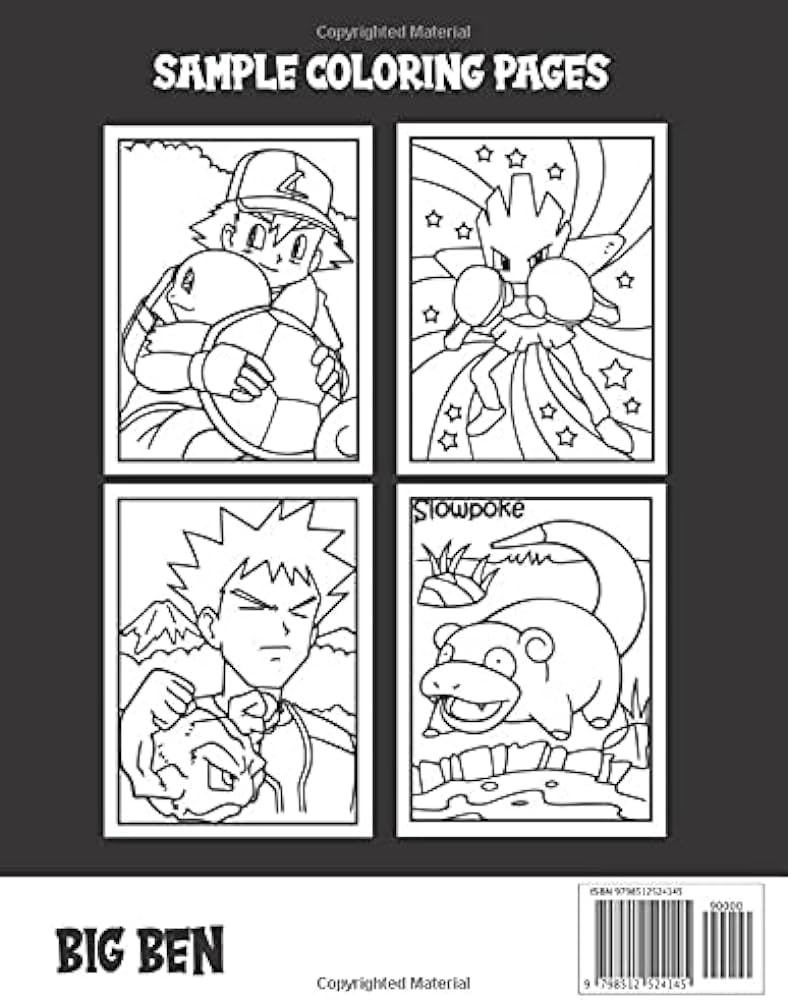 Pokãmon coloring book pokãmon coloring book giant fun pages with premium outline images with easy