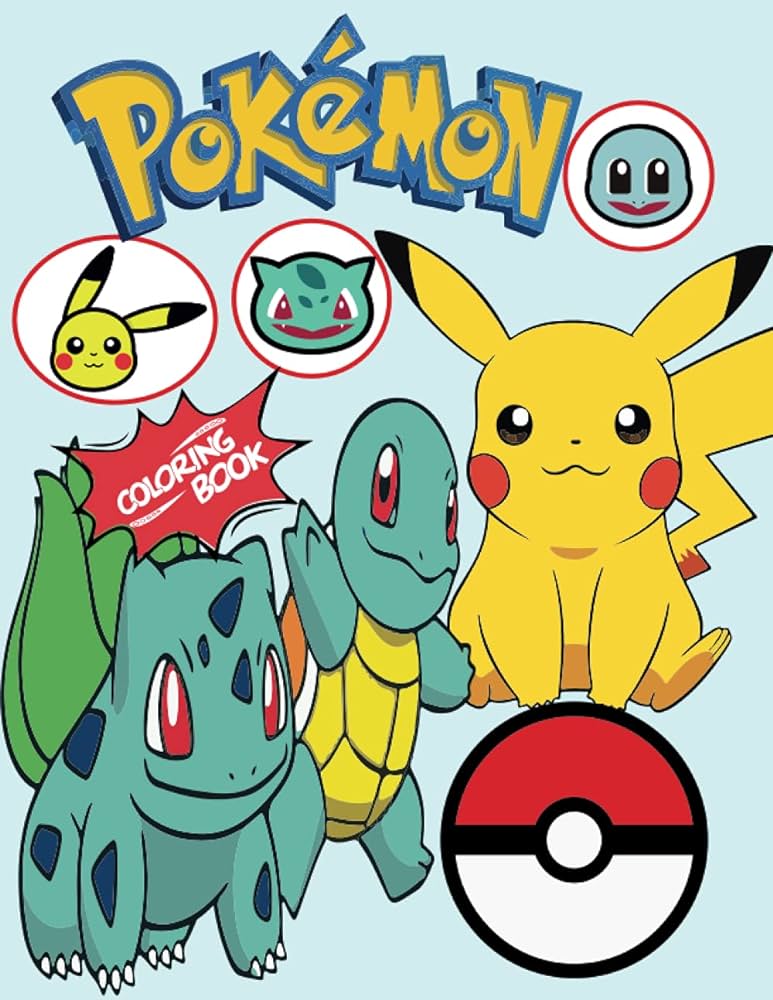 Pokãmon coloring book pokãmon coloring book giant fun pages with premium outline images with easy