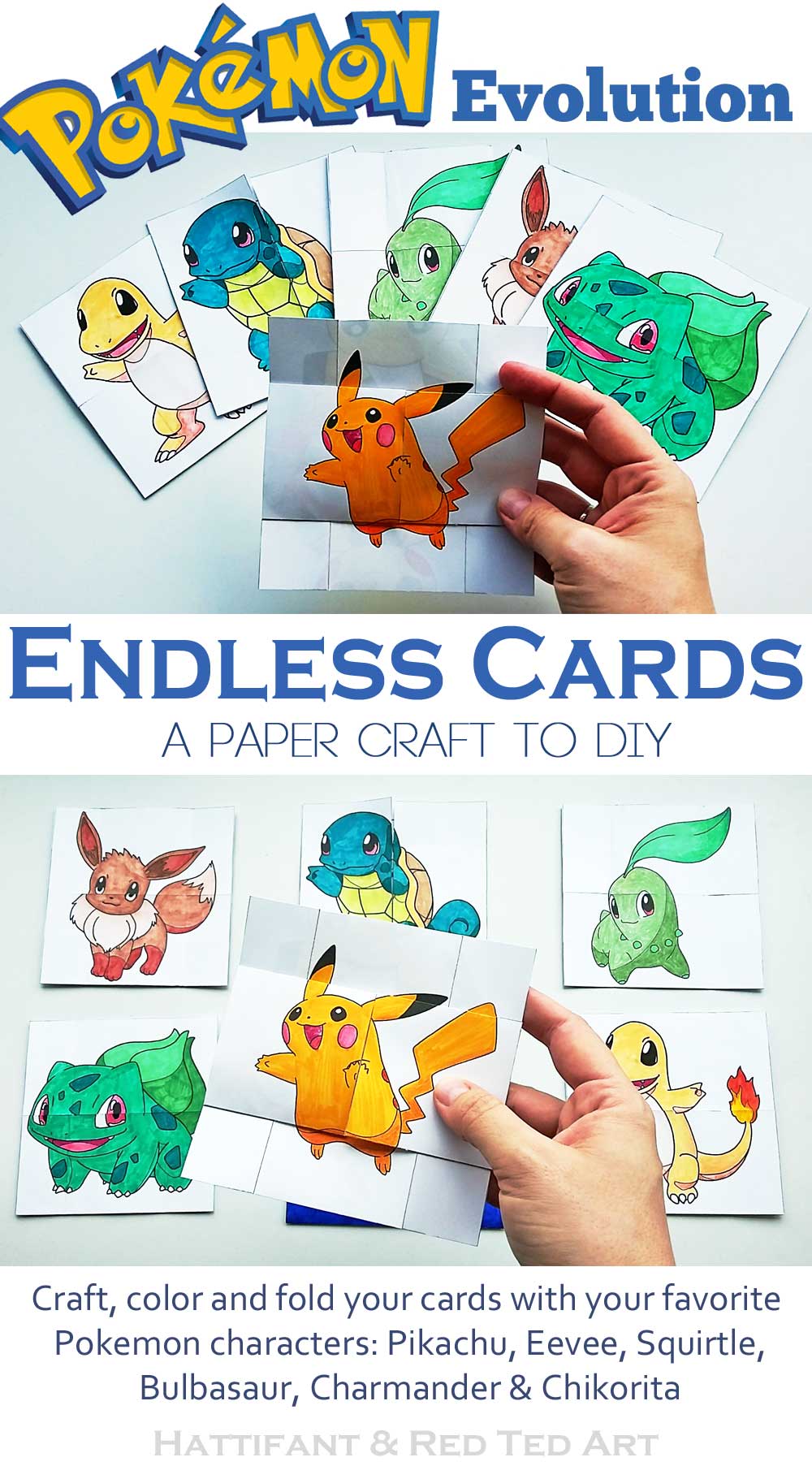 Paper toys pokemon evolution endless cards