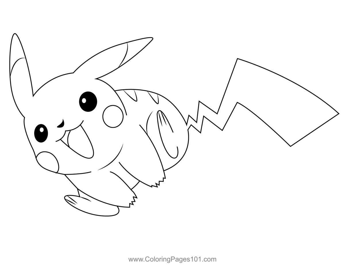 Jump pikachu coloring page for kids