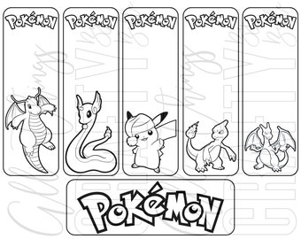Pokemon printable coloring bookmarks pdf files individual bookmarks
