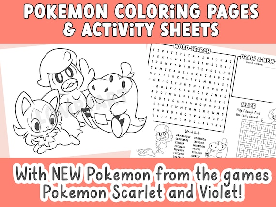 Pokemon coloring pages and activity sheets new pokemon scarlet violet printables fun worksheets for kids birthday party school artwork
