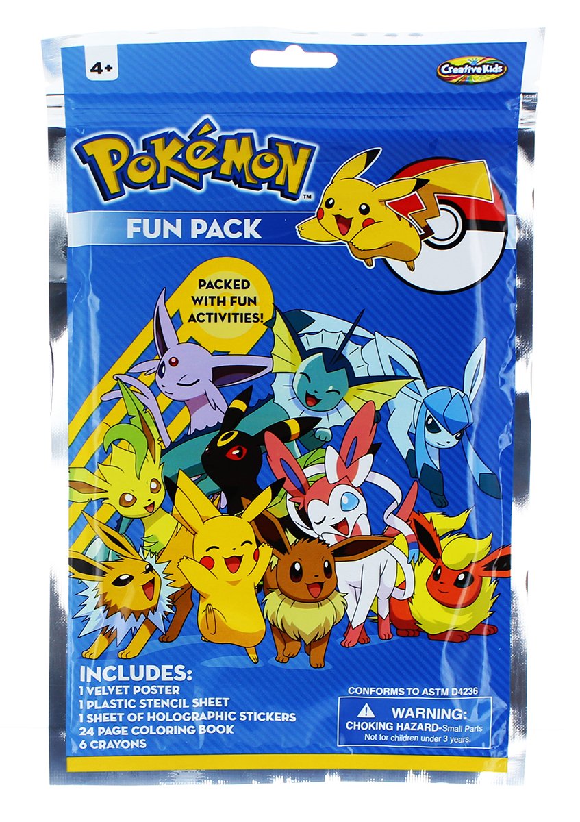 Creative kids pokemon activity and fun pack with page coloring book velvet poster small stencils and holographic stickers toys