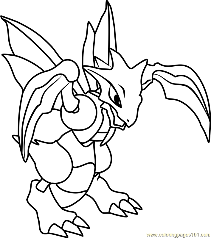 Scyther pokemon coloring page for kids