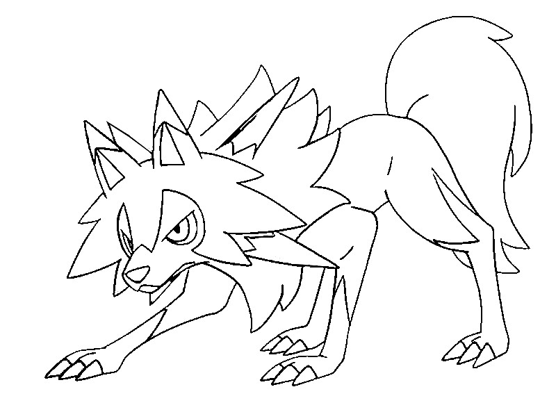 Coloring page pokãmon sun and moon lycanroc midday form