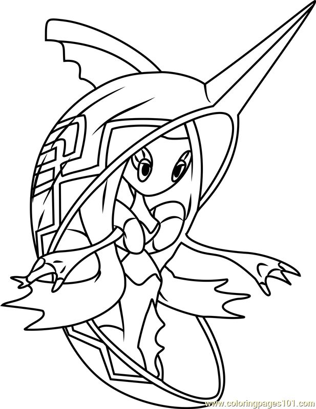 Tapu fini pokemon sun and moon coloring page for kids