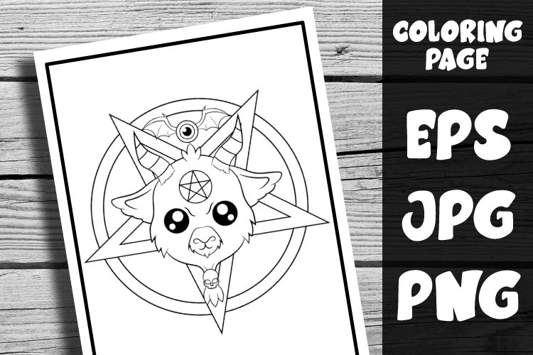 Creepy pastel goth kawaii goat coloring page