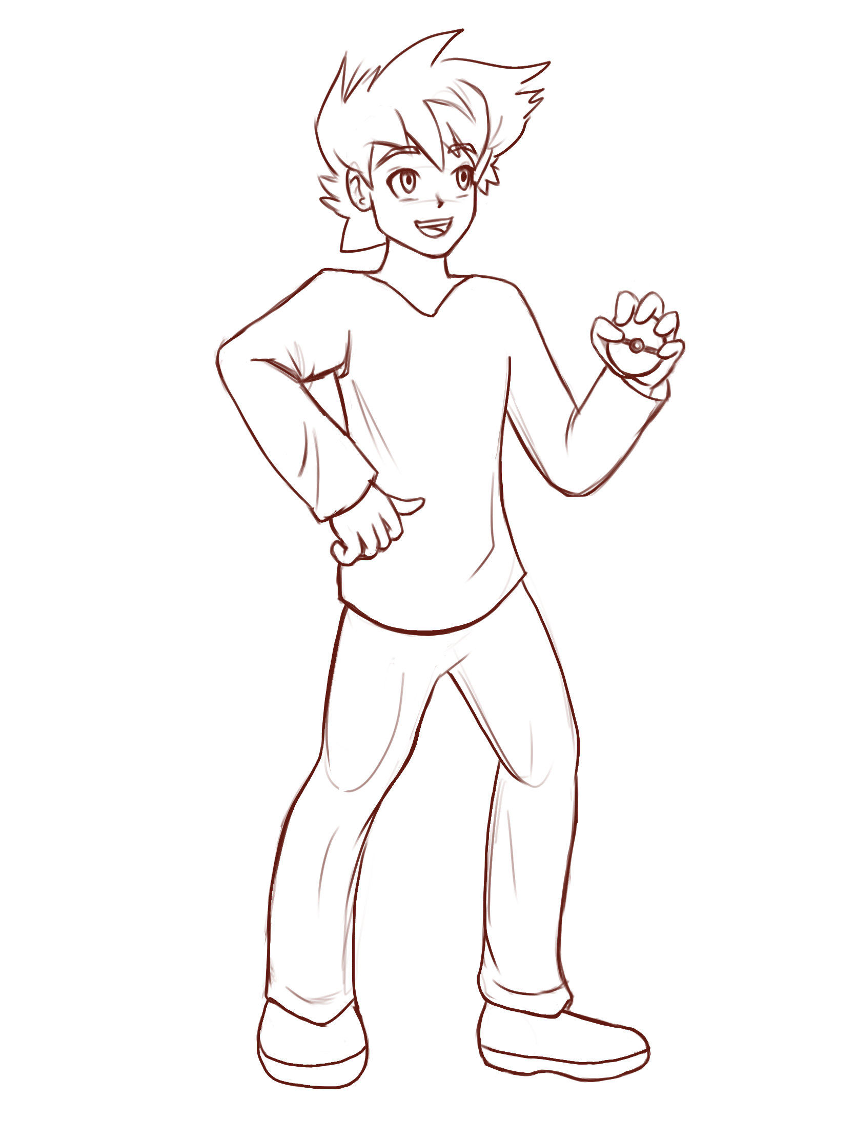 Oc warmup sketch i did of a pokãmon trainer i tried a different drawing style and brush for this and thought it worked easier for me rpokemonart