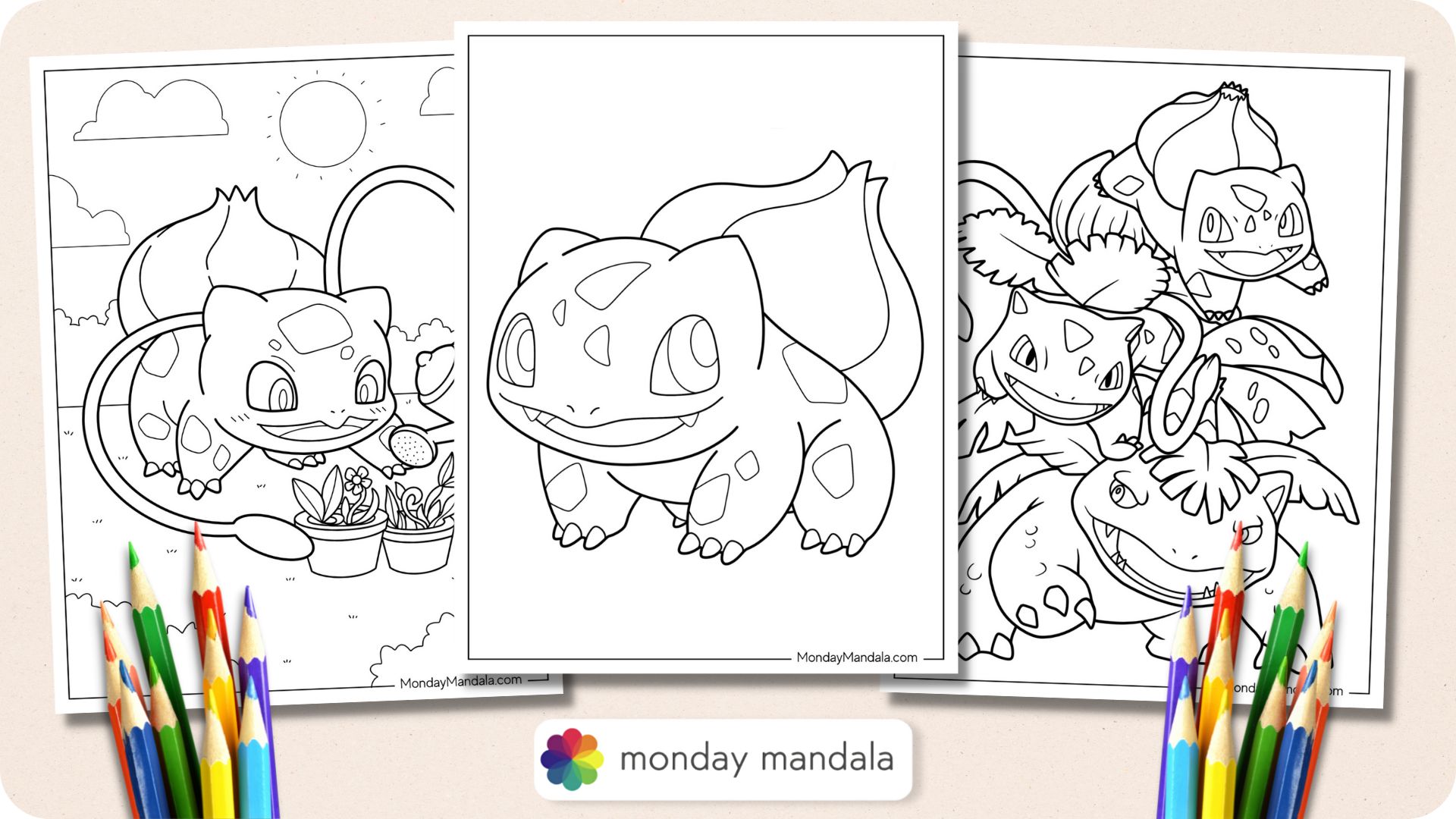 Bulbasaur coloring pages free pdf printables