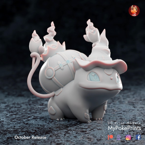 Halloween bulbasaur cosplay as witch pokemon unite collectibles pokeball pokedex painted and unpainted versions available