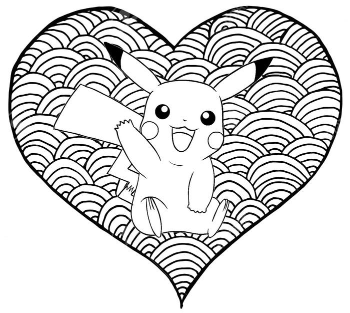 Coloring page pikachu heart pikachu