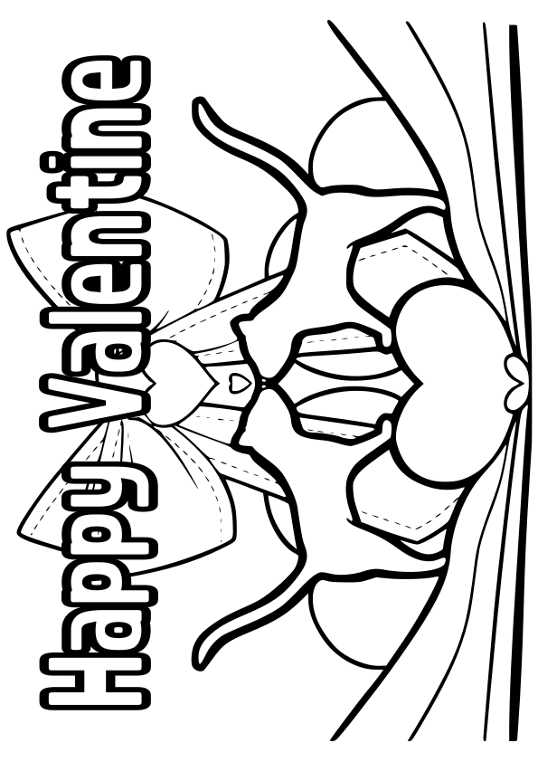 Happy valentines day cats drawing for coloring page free printable nurieworld
