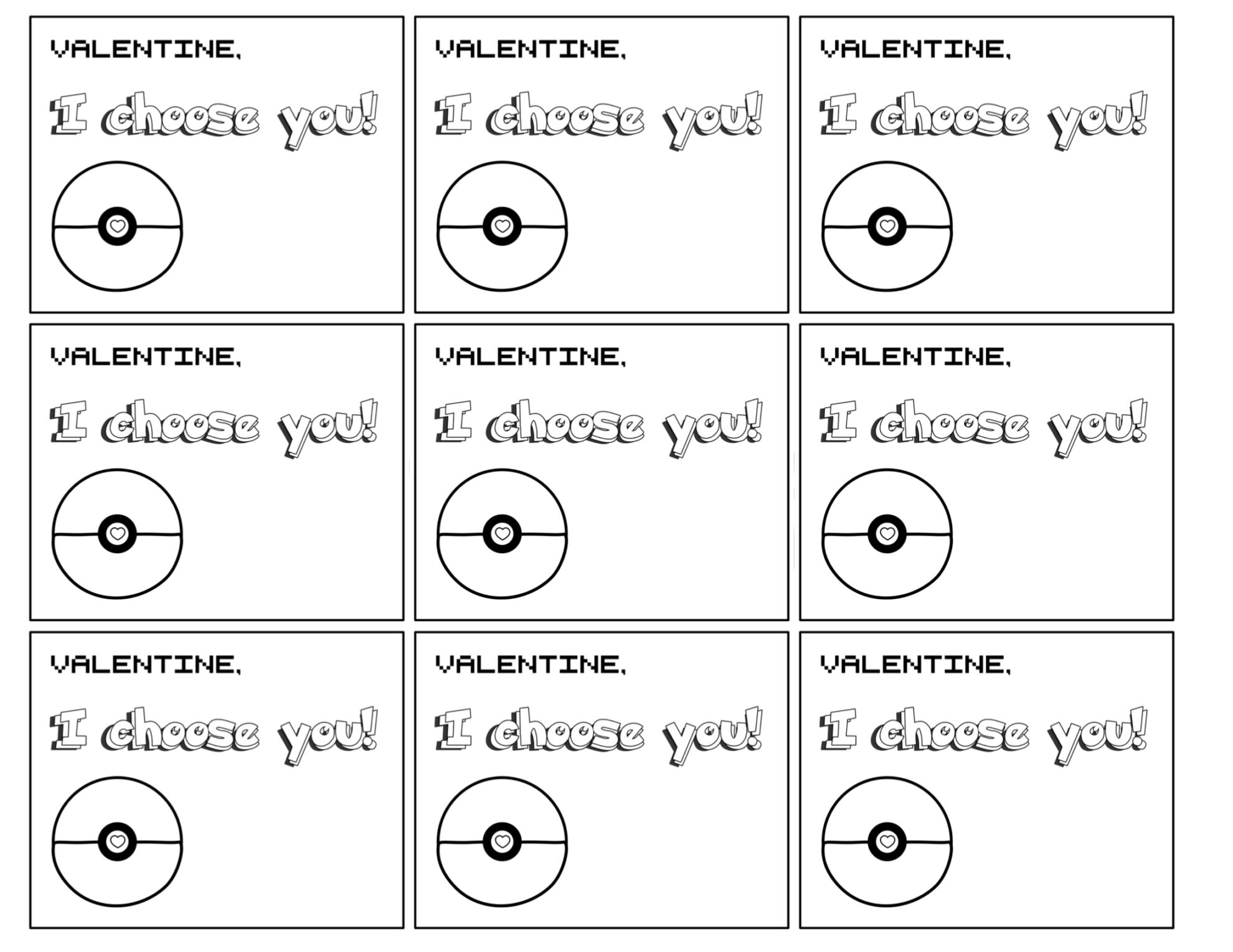 Free printable pokãmon valentine cards