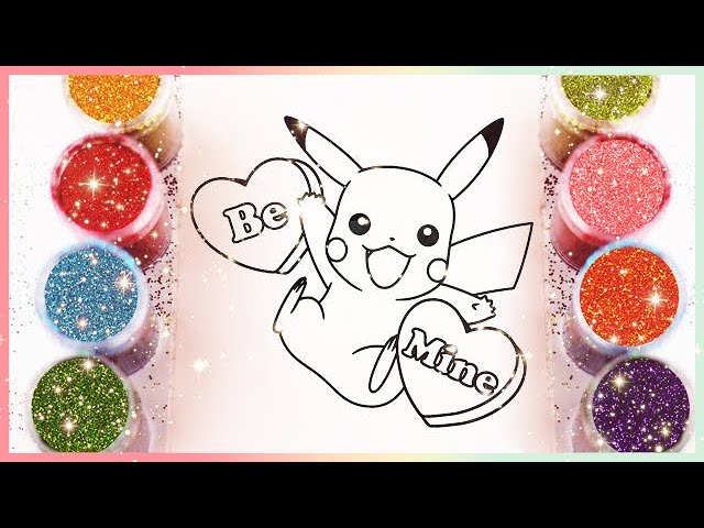 Pokemon glitter art pikachu valentine i fun glitter painting shiny pokemon