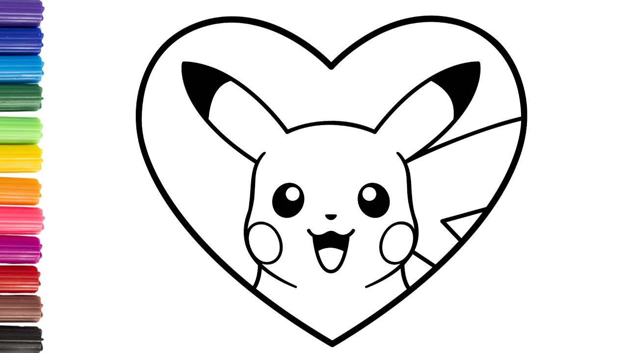 How to draw a cute pikachu for valentines day drawing