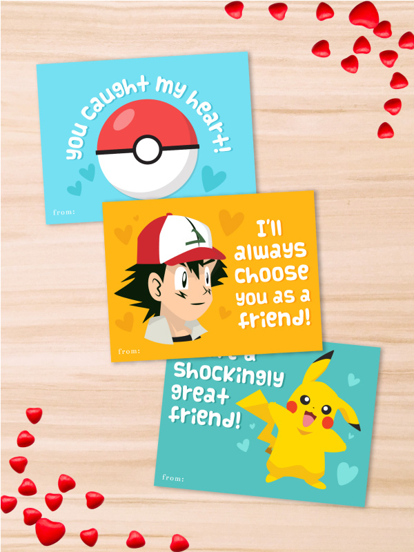 Free printable pokemon valentines cards for kids