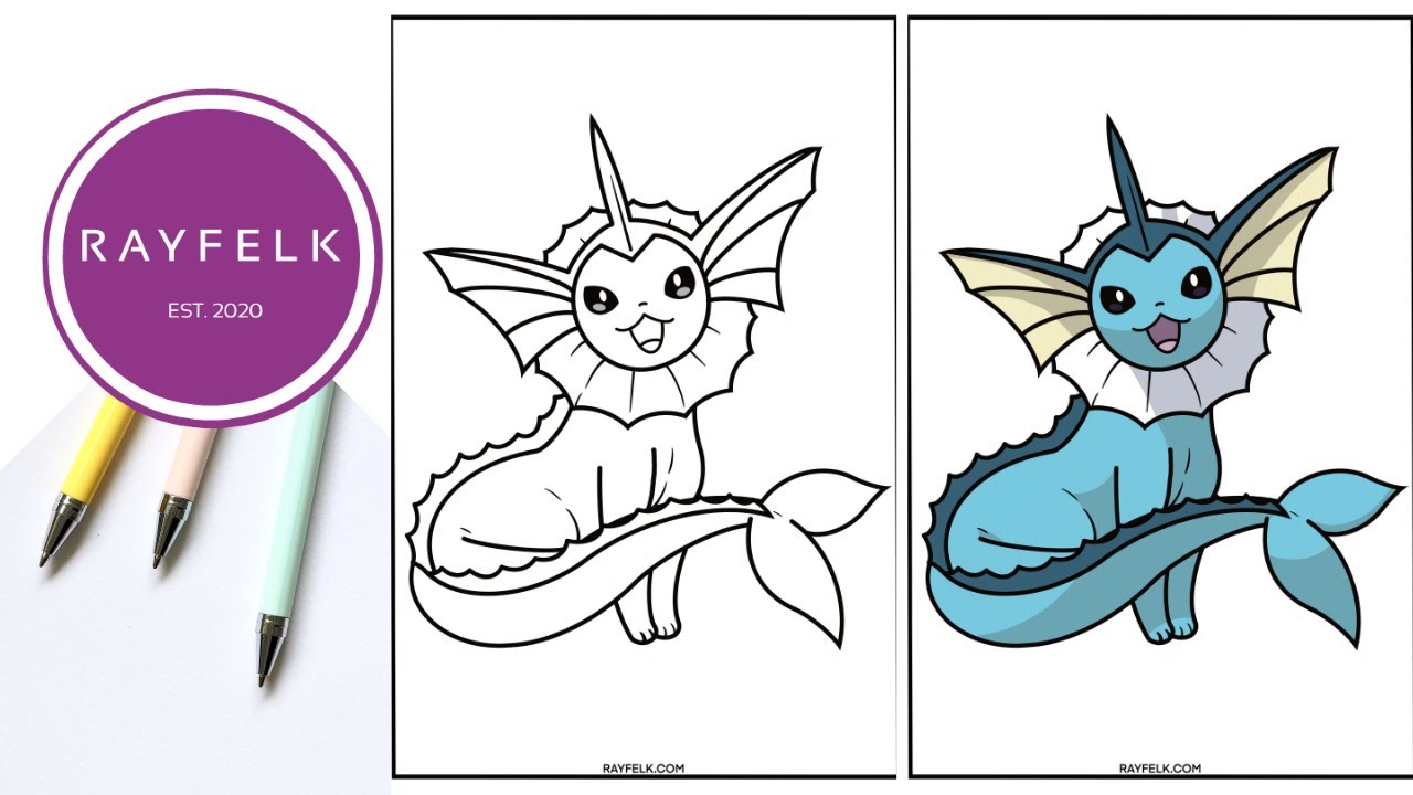 Vaporeon coloring pages rayfelk printable coloring pages pokemon coloring page