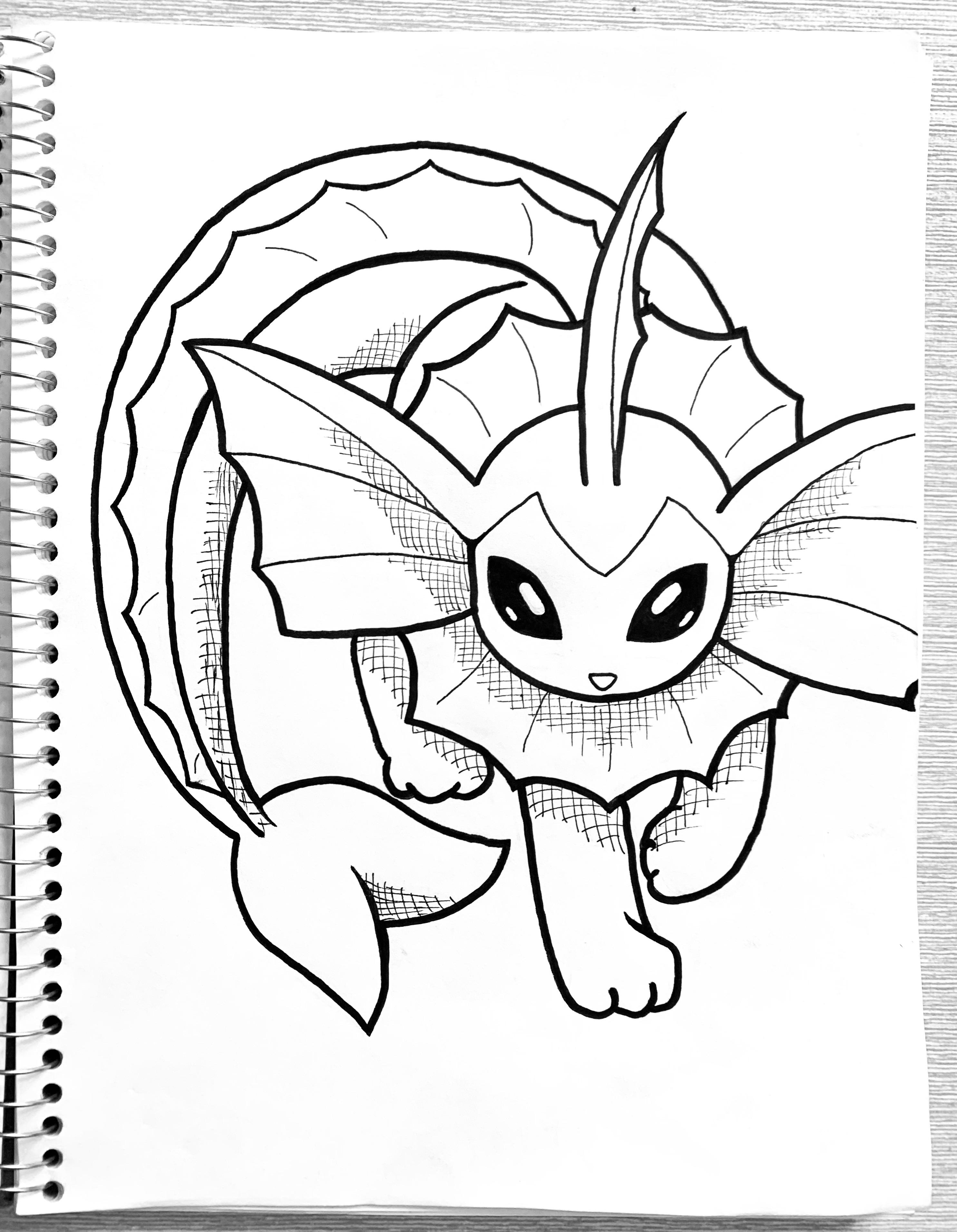 Drew and inked an umbreon and vaporeon then colored them in photoshop swipe for the whole pics during the process rpokemon