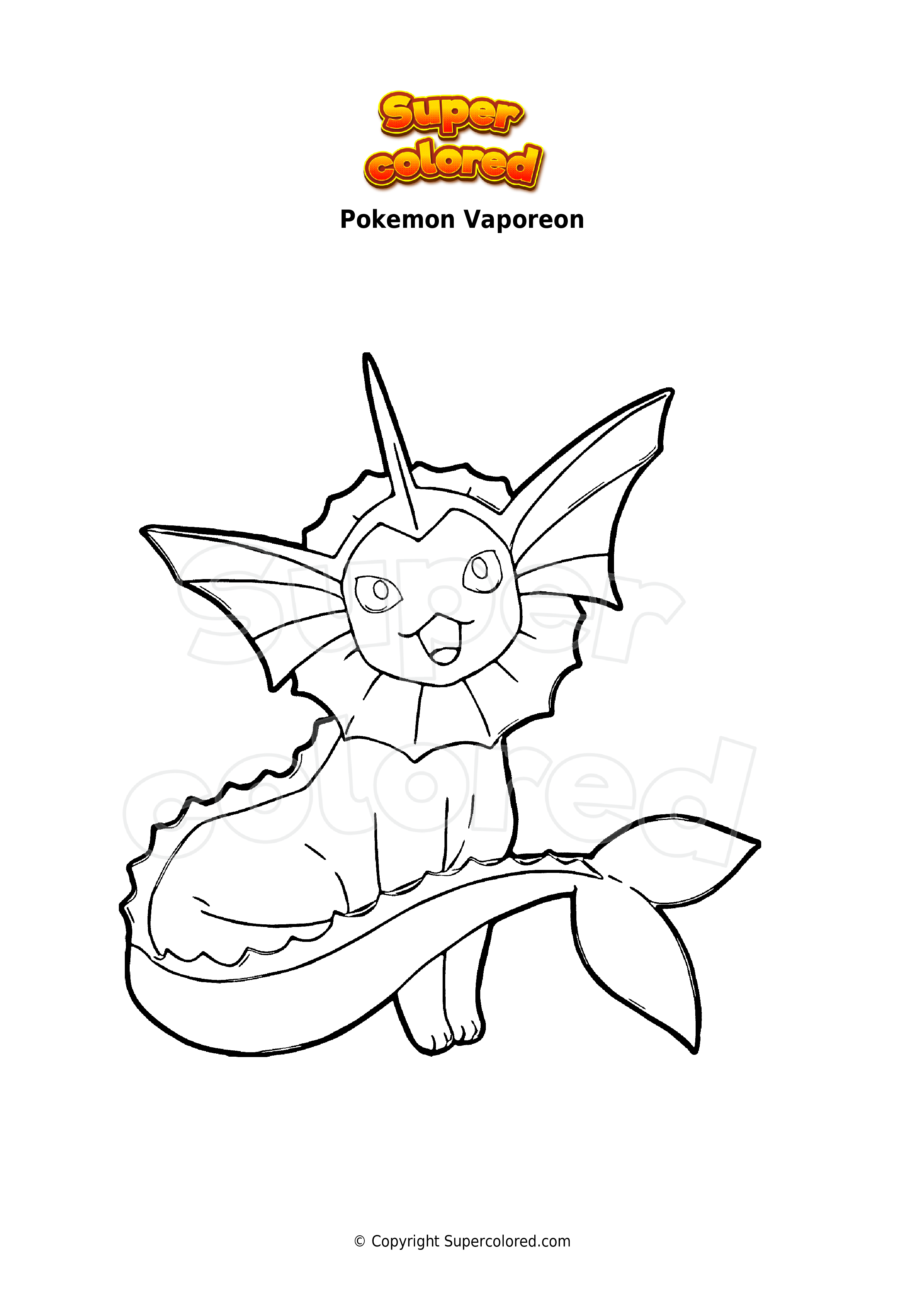 Coloring page pokemon vaporeon