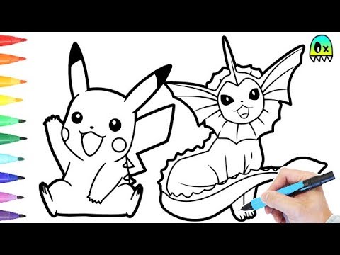 Coloring pages pokemon pikachu and vaporeon colouring book fun
