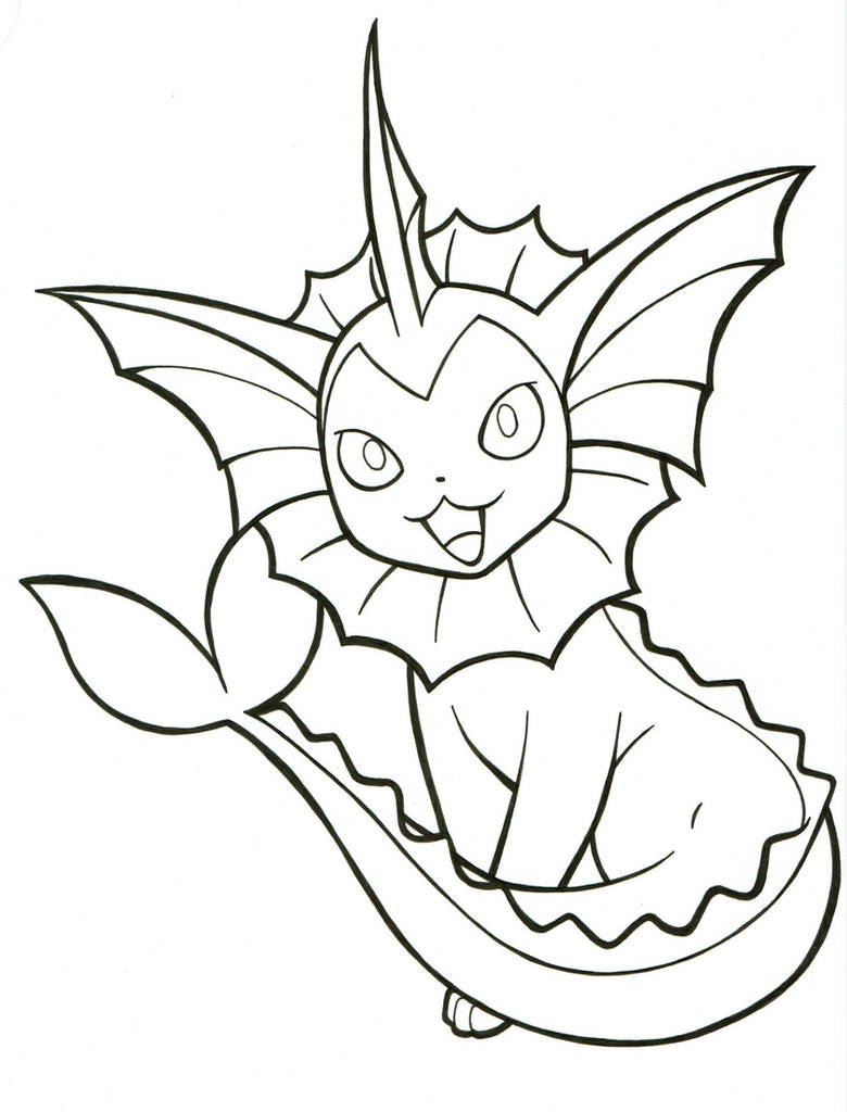 Vaporeon lineart by articwolfspirit on