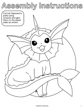 Pokemon arts and crafts activity vaporeon edition by santanas stem shop