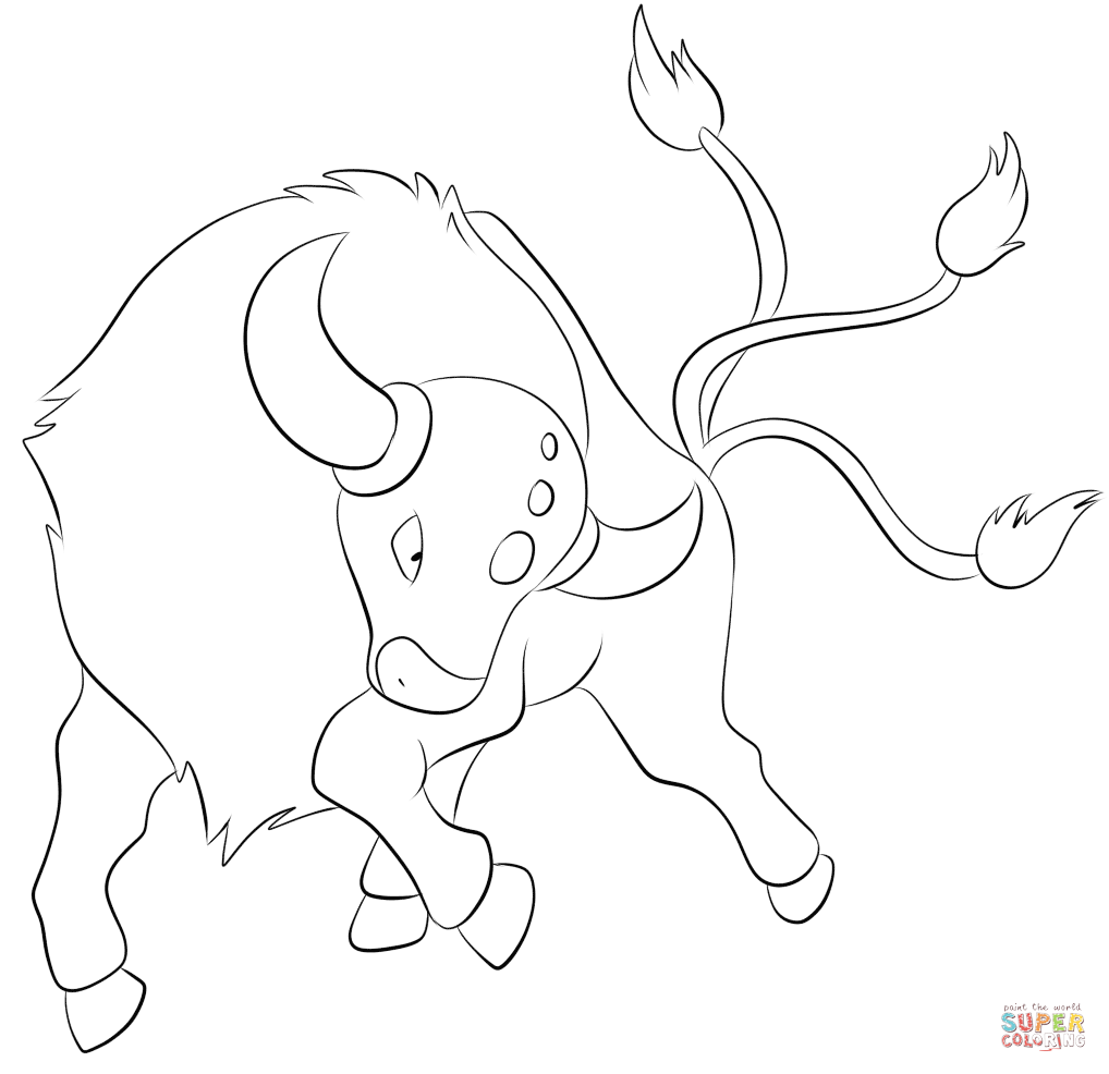 Tauros coloring page free printable coloring pages
