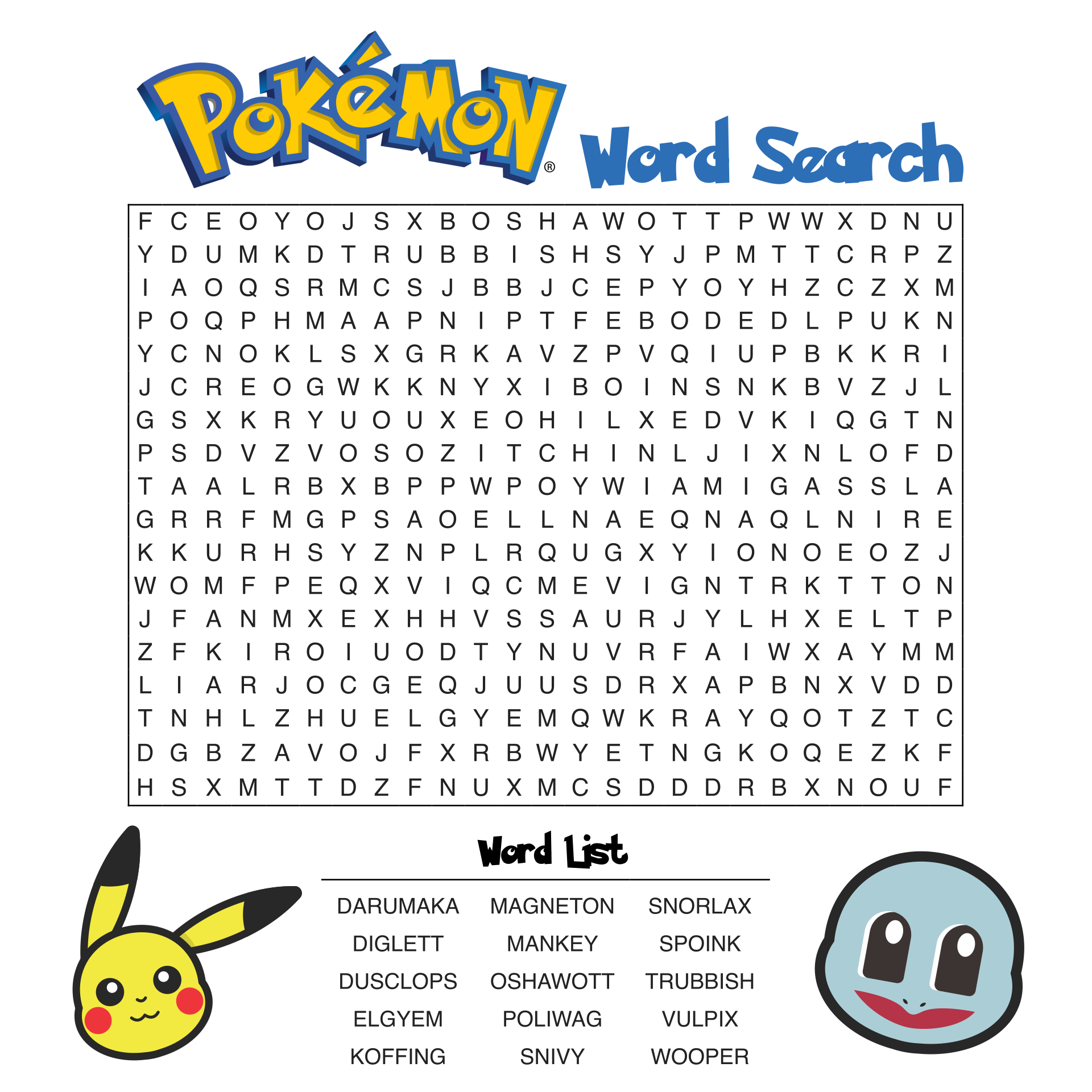 Pokemon word search printable pokemon word search pokemon word search puzzles printables