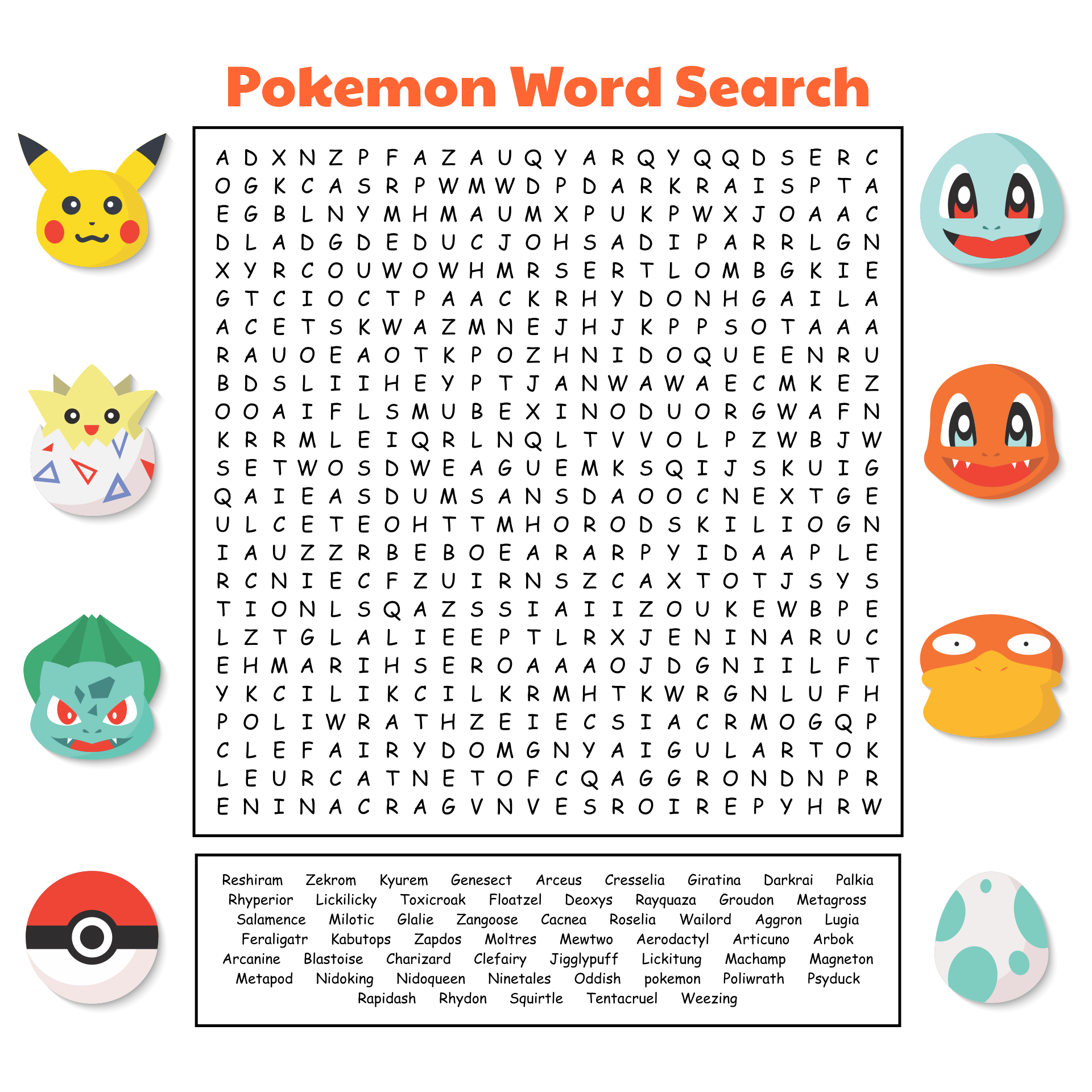 Best pokemon word search puzzles printable pdf for free at