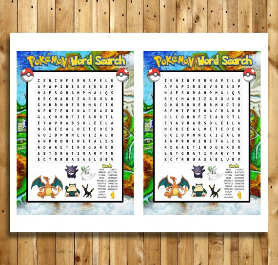 Pokemon inspired word search game word find game pokemon party game pocket monsters printable game pokemon birthday instant download